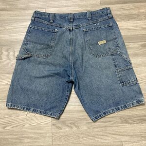 Wrangler Carpenter denim shorts - faded, distressed, and baggy fit Size 36